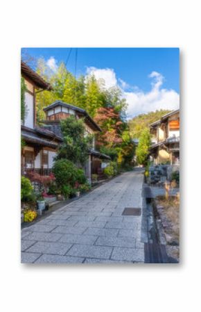 A picturesque street in Ukyo ward in Kyoto, Japan.
