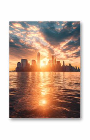 sunset over the city in beach