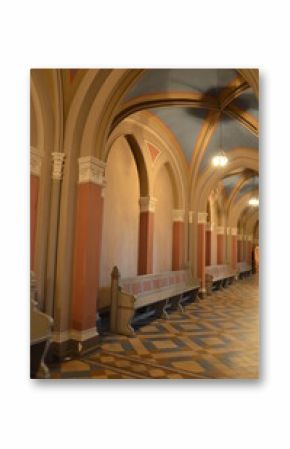inside the famous Markt Kirche in Wiesbaden, a brick building in neo-Gothic style