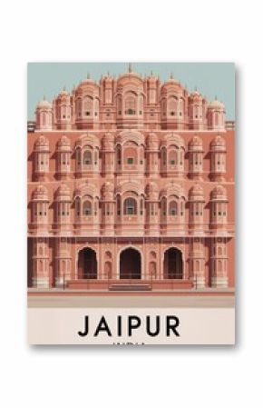 Vintage Travel Poster of Hawa Mahal in Jaipur, India  