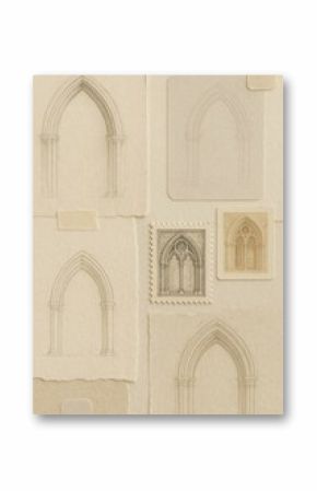 Vintage arch sketches on paper