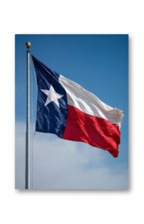 Texas flag waving proudly against a clear blue sky during the day in Texas