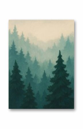 Misty evergreen forest tranquility.