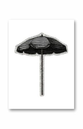 Vintage Striped Beach Umbrella. Retro Summer Illustration Isolated On Transparent Background