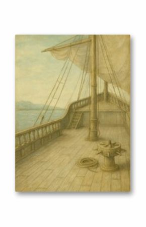 Vintage ship deck illustration