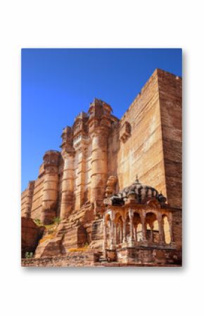 Pavilion in front of historic Mehrangarh fort in Jodhpur, Rajasthan, India built in 1459 AD