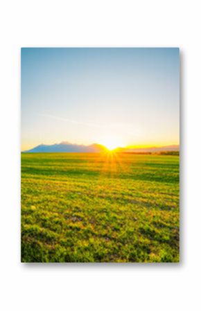 Sunset over meadows in the High Tatras mountains, Slovakia
