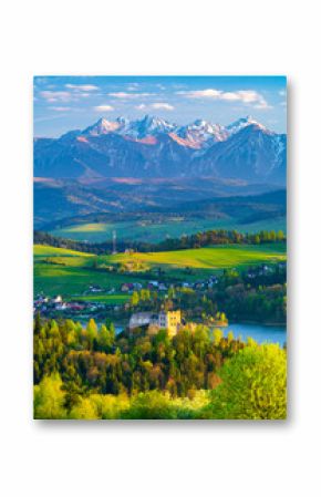 Majestic landscape in the Pieniny National Park at the foot of the Tatra Mountains. Pieniny Park is located on the border of Poland and Slovakia