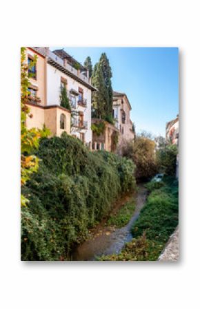 Granada. Traditional Moorish Spanish architecture around Darro River, Granada, Spain