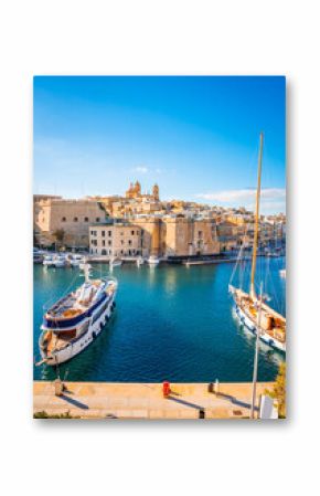 Panoramic view of beautiful Isla Basilica and old town of Birgu, Malta