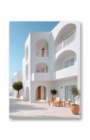 White Minimalist Building Exterior With Arched Facades