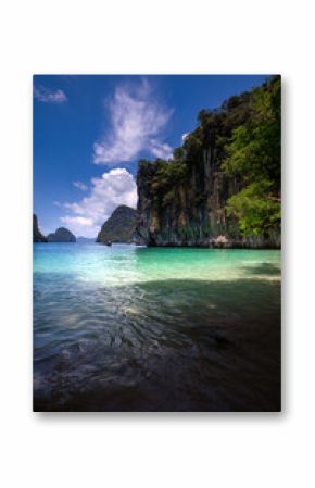 Vertical view of a paradise beach on Lao Lading Island, within Than Bok Khorani National Park in Krabi, Thailand.