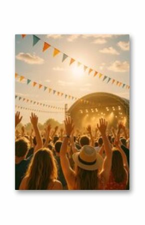 Vibrant outdoor music festival crowd
