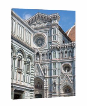 Florence, Italy - August 21, 2019: Fragment of the Cathedral of Saint Mary of the Flower in Florence in Italy