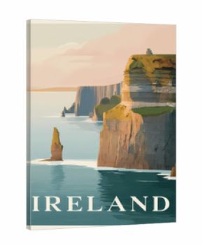 Cliffs Of Moher Scandinavian Minimalist Poster Ireland Travel Wall Art Pastel Coastal Landscape Modern Geometric Design Print