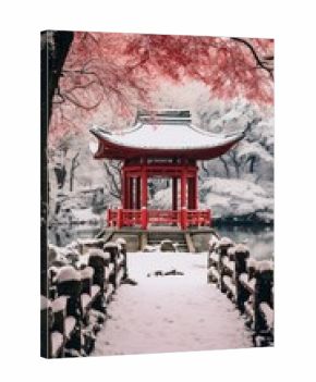 Japanese park architecture building winter.