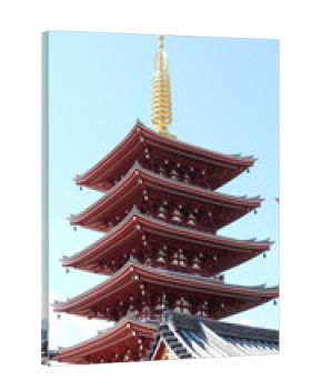 Vertical view of the pagoda at Senso-ji Temple in Tokyo, Japan