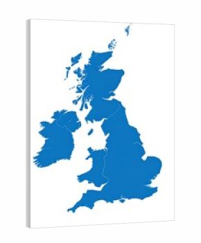 Blue map of the British Isles