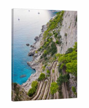 Scenic views of Via Krupp from Capri viewpoint in southern Italy