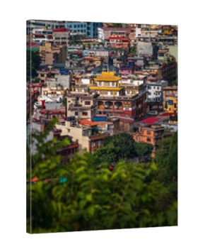 Scenic View of Kathmandu Valley with Colorful Buildings and Green Hills