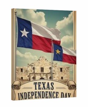 Texas Independence Day Celebration with Alamo and Lone Star Flags.