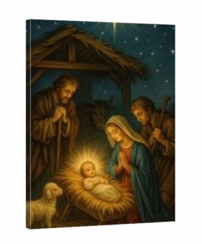Nativity with glowing star mobile wallpaper
