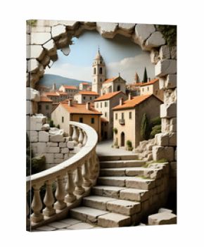 Old stone stairs and ancient city I Wall Decor 
