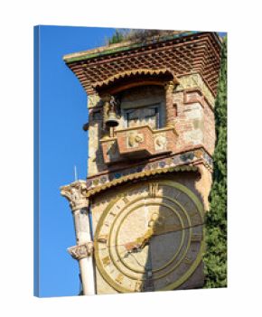 Gabriadze leaning clock tower, one of the most iconic tourist sights in Old Town Tbilisi, Georgia