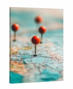 Colorful Pins Mark Important Locations on a World Map, Guiding Future Adventures and Trips