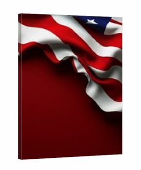 American Flag Waving Softly Against a Red Background Showcasing National Pride and Patriotism