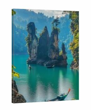 Stunning Mountain Landscape With Turquoise Water and Rocky Formations Under a Clear Sky