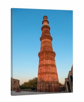 old brick minaret in Qutb Minar, New Delhi