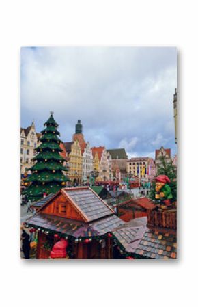 Christmas Market at Wrocław Market Square(Rynek) with the Christmas Tree , Wroclaw(Breslau), Silesia, Poland