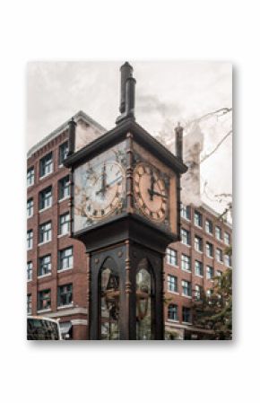 Vancouver BC. Old steam historic clock in Gastown