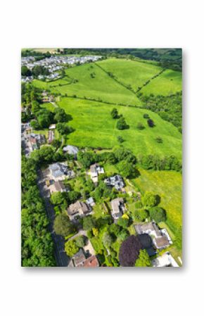 High Angle View of Historical Bath City of England United Kingdom During Partially Cloudy Day of May 27th, 2024, Aerial Footage Was Captured with Drone's Camera During Bright Sunny Day