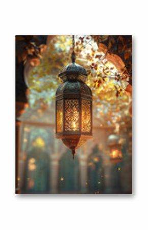 Ramadan and Eid al fitr concept backgrounds dates with traditional lantern Light Lamp and Tasbeeh, Ramadan Kareem Mubarak background 