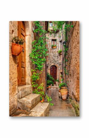 Alley in old town Pitigliano Tuscany Italy