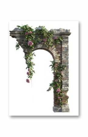 Brick wall flower arch architecture.