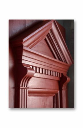 macro elements of entrance, antique doors from a century ago after restoration, doors made of natural wood with embossed chamfers and carvings
