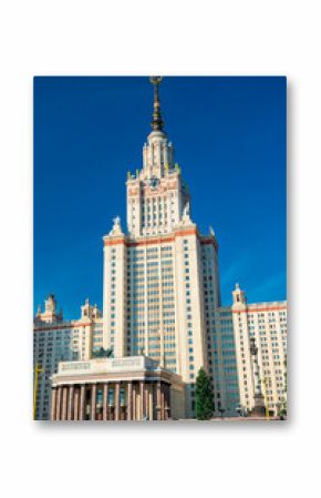 Beautiful sunny view of the Stalin high-rise of Lomonosov Moscow State University. Russia