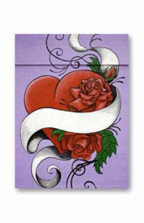 Graffiti heart with roses