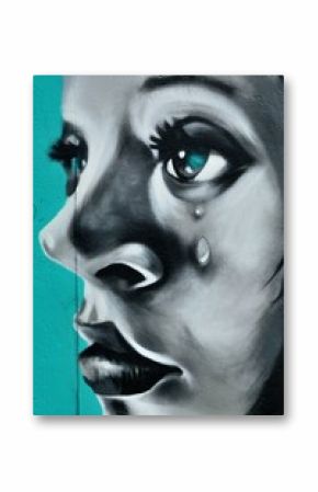 Crying girl's face graffiti