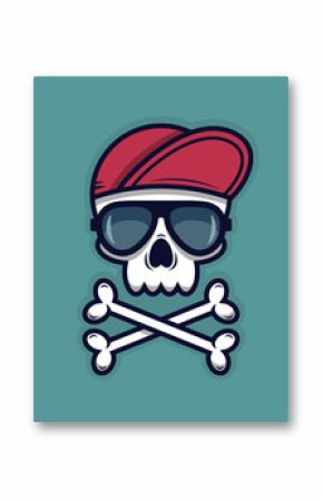 Cool skull in sunglasses and a cap