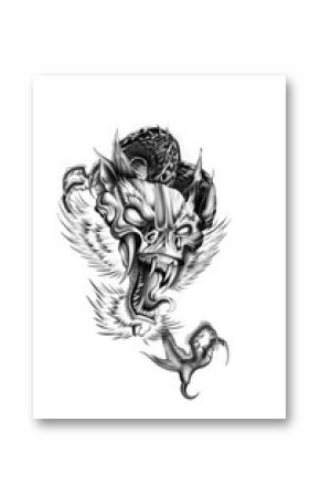 Dragon tattoo design in black and grey