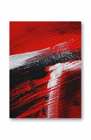  Black, white, red acrylic paint  on metal surface. Brushstroke