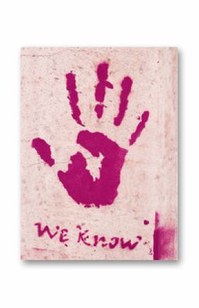 A palm print on concrete, a symbol or a sign