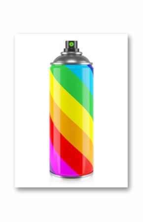 Spray paint with rainbow stripes colors isolated on white background