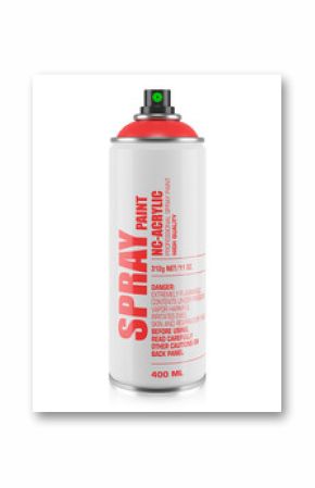 Aerosol spray can with red label isolated on white background