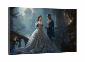 majestic prince and princess portrait, fairy tale inspired couple illustration, generative AI