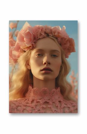 portrait of a girl in a wreath of flowers